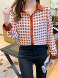 New Fashion Women Blouses Fashion elegant ladies printed shirts Long Sleeve Tops Blusas Mujer