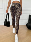 Women High Waist Leopard Print Leggings Stretch Slim Ankle Pants Casual Streetwear Workout Yoga Skinny Trousers