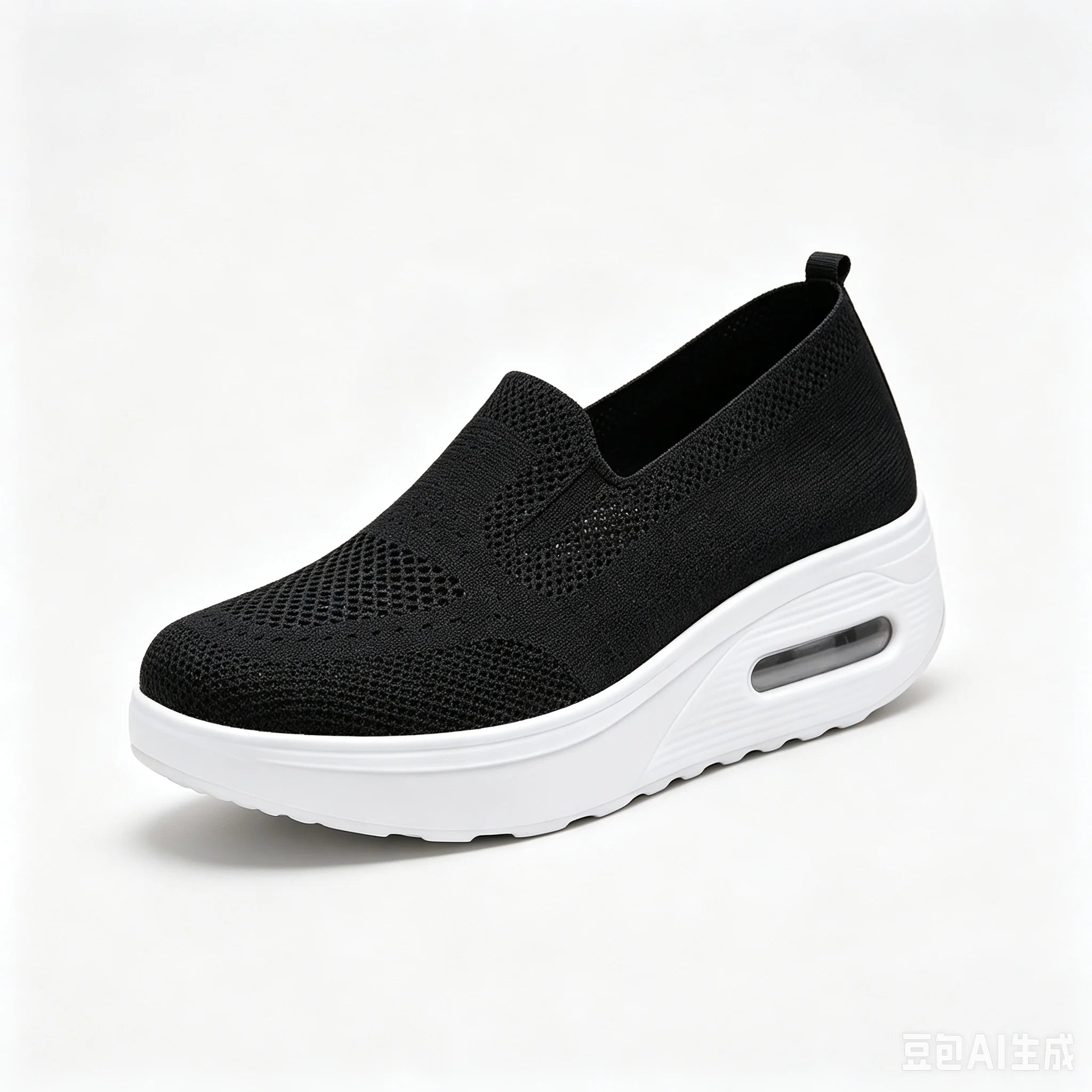 Women Slip On Air Cushion Walking Shoes Breathable Mesh Upper Platform Sneakers Non Slip Soft Sole Casual Loafers Ladies Lightweight Comfort Footwear for Daily Work Travel Outdoor Walking Nursing Shopping White Black Gray Pin