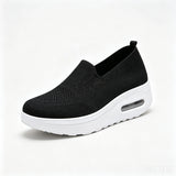 Women Slip On Air Cushion Walking Shoes Breathable Mesh Upper Platform Sneakers Non Slip Soft Sole Casual Loafers Ladies Lightweight Comfort Footwear for Daily Work Travel Outdoor Walking Nursing Shopping White Black Gray Pin