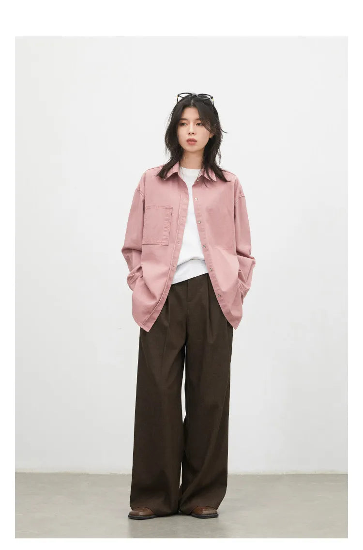 CHIC VEN Fashion Women Shirt Loose Casual Pink Long Sleeve Vintage Cotton Female Blouses Spring Summer 2026 Woman Jacket
