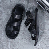 Summer Men Rome Genuine Leather Roman Sandals Gladiator 2024 Sandalias Romanas Hombre Flat Sandles Dropshipping