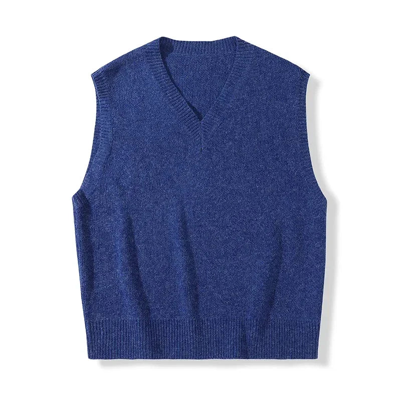 Men's Casual Sweater Vest Warm and Comfortable Vest in Autumn and Winter Sleeveless O-neck Basic Pullover Sweater