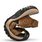 Summer Sandals Leather Outdoor Men's Beach Shoes Luxury Breathable Casual Sandal Man Wading Shoes Non-slip Wide lining Slippers