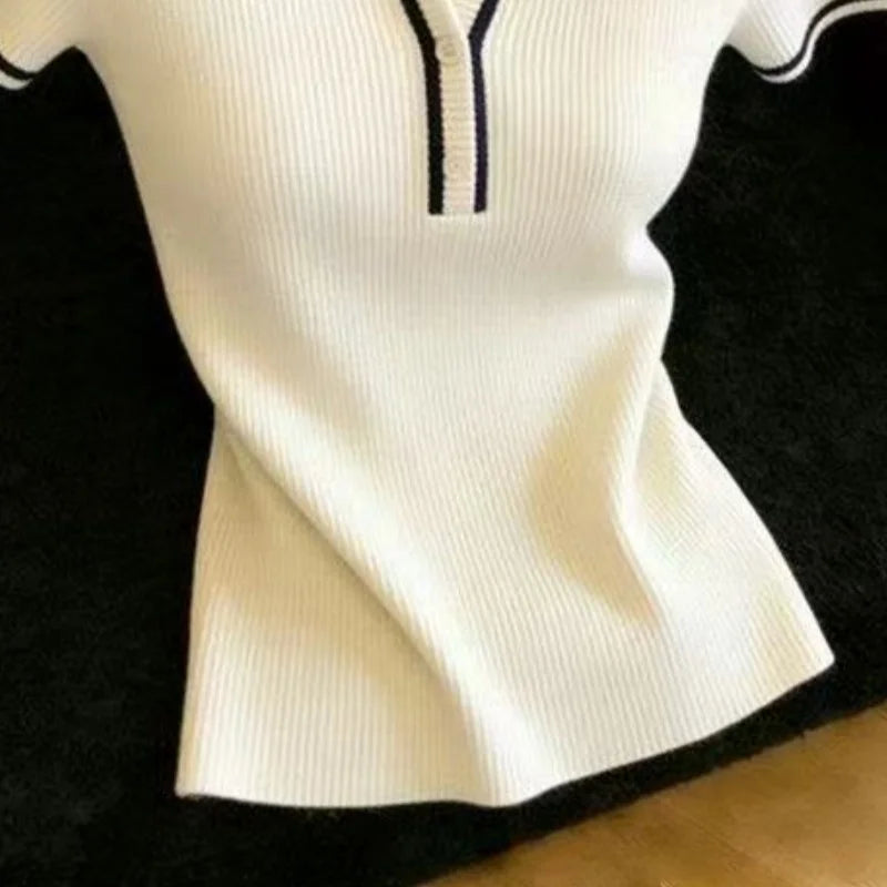 Sweaters O-Neck Knitted Sweater Women Pullovers New Summer Short Sleeve Knit Sweater Pullover Women Tops Sueters De Mujer Q3890