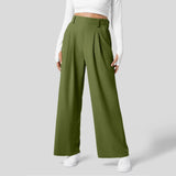 Women Fashion Wide Leg Pants Solid Elastic Pants Work Business Suit Straight Trousers Casual High Waisted Dress Palazzo Pants