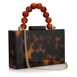 Women’s Luxury Acrylic Evening Bag Pearl Handle Crossbody Purse with Removable Chain Elegant Clutch for Cocktail & Formal Events Clear Acrylic Handbag with Pearl Handle & Chain