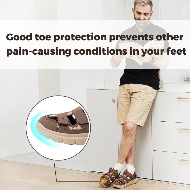 FitVille Summer Men's Wide Width Casual Diabetic Sandals, Lightweight Open Toe Sandals Built-in Arch Support, Effective Foot Pain Relief for Plantar Fasciitis, for Wide & Swollen Feet
