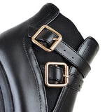 Women's Ankle Boots Women Platform High Heels Fashion Buckle Side Zipper Autumn Winter Women's Ankle Boots Size 33-43