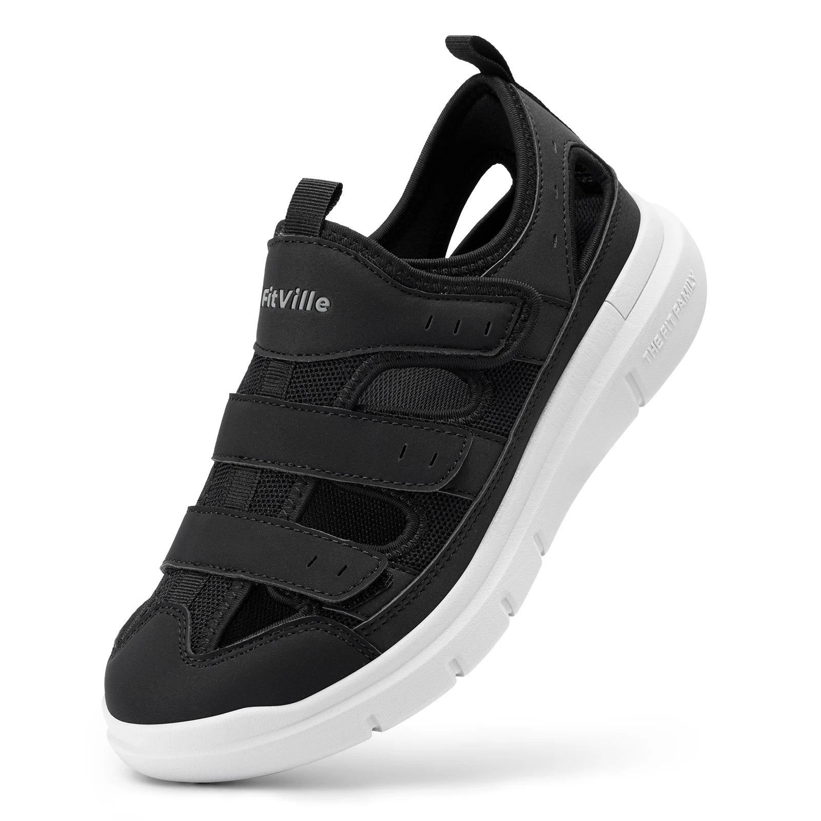 FitVille Summer Men's Wide Width Casual Diabetic Sandals, Lightweight Open Toe Sandals Built-in Arch Support, Effective Foot Pain Relief for Plantar Fasciitis, for Wide & Swollen Feet