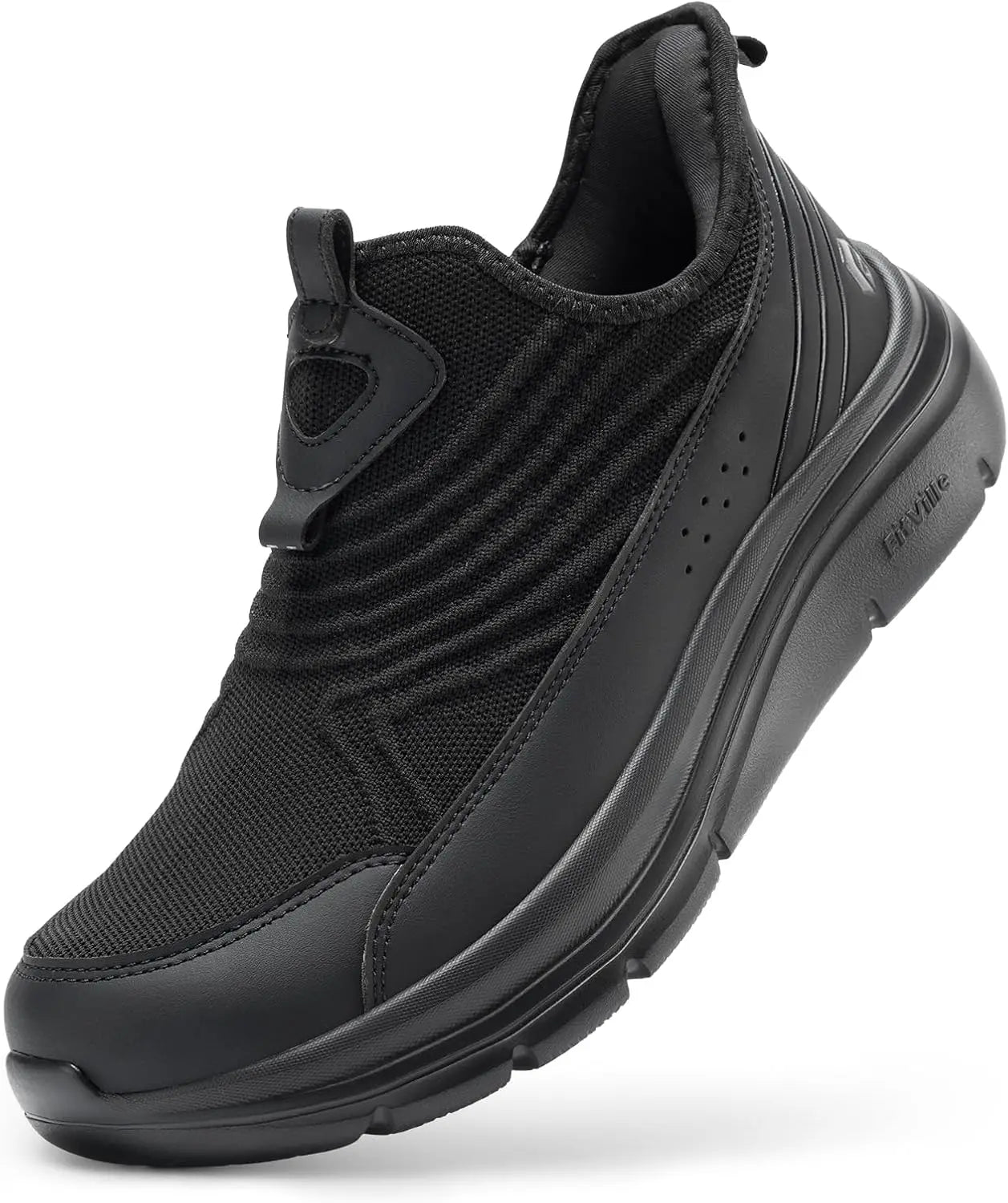 FitVille Men'S Extra Wide Hands-Free Slip-On Walking Sneakers, Lightweight Breathable Orthopedic Shoes With Arch Support, Foot Pain Relief For Swollen Feet