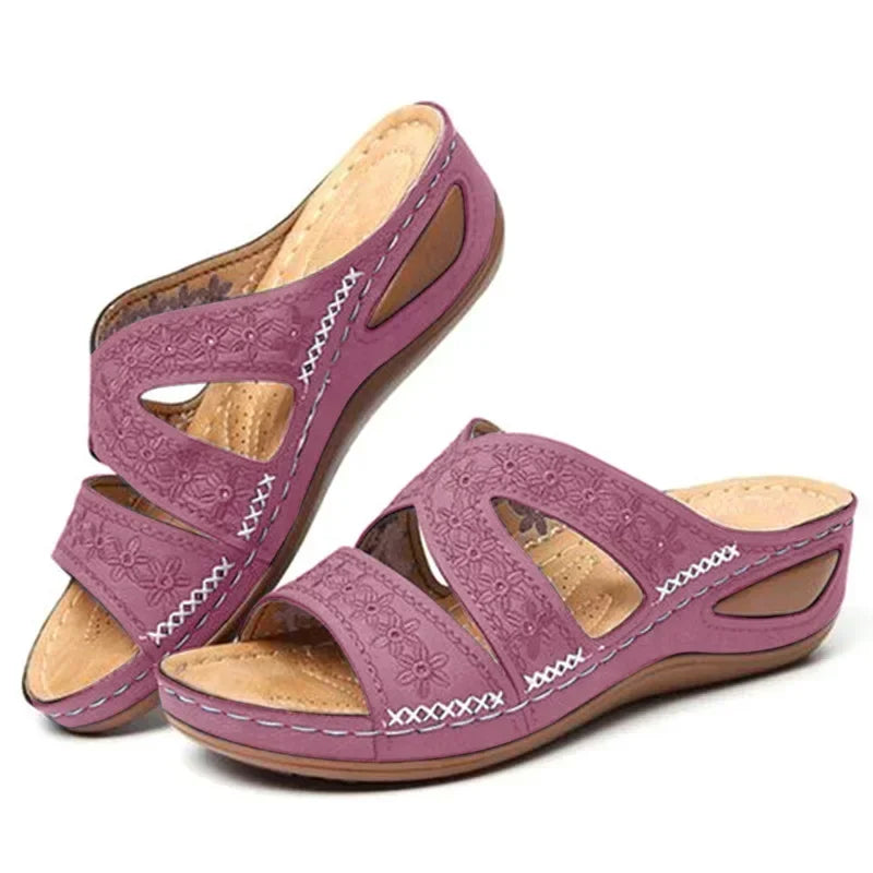 Summer 2025 women's sandals with exposed toes, retro anti slip leather casual women's fashionable versatile sandals