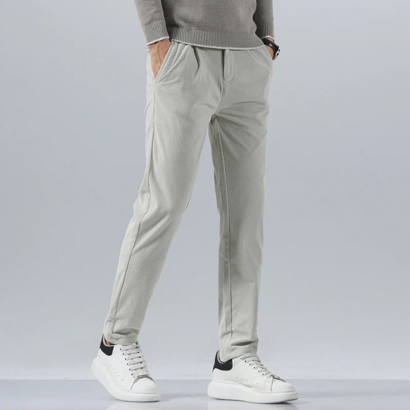 Spring Autumn Men's Corduroy Trousers New Men's Clothing Stretch Slim Fit Casual Pants Fashion Mens Business Work Pants