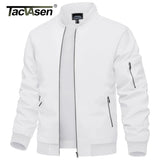 TACVASEN Men's Flight Jacket Summer Autumn Thin Lightweight Casual Windbreaker Multi-pockets Full Zip Up Varsity Baseball Jacket