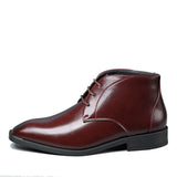 Men's Pointed Toe Ankle Boots Lace‑Up Leather Business Formal Dress Shoes Male High Top Footwear Man Chelsea Boots Comfy Botas