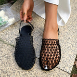 Summer Mesh Sandals Women Casual Ballet Flats Hollow Out Beach Shoes Woman Loafers Summer Closed Toe Mules Sandalias Mujer