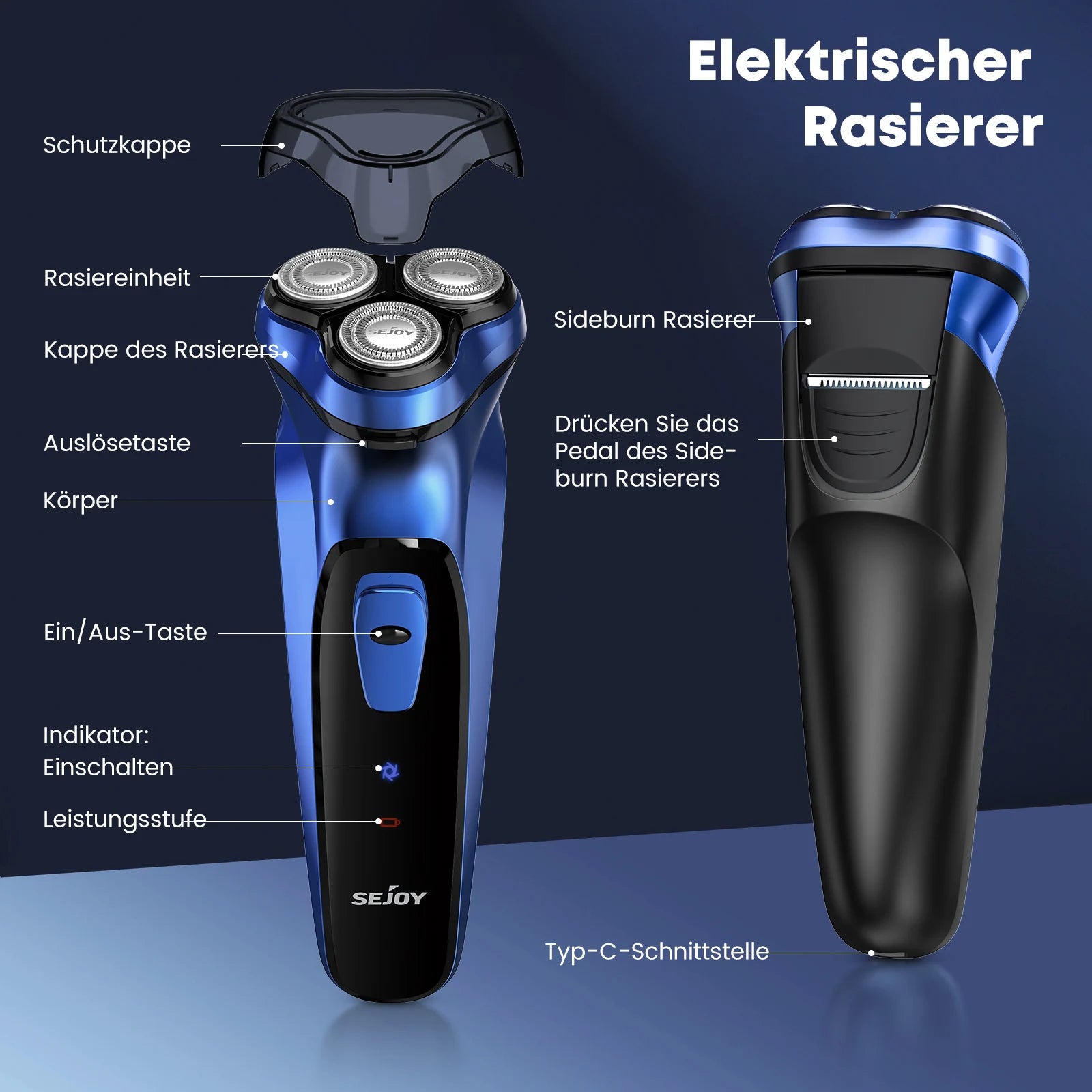 Electric Razor for Men Cordless,Men's Electric Shaver,,Pop-up Trimmer,Wet or Dry Rotary Shaver for Men for Travel,USB Fast Charging