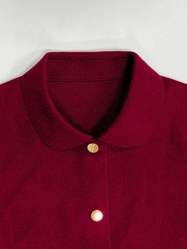 Classic Solid Short Woolen Coats for Woman Autumn Winter Warm Woman Clothing Button Up Female Coat Outfits New In Outerwears