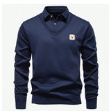 US Size Men's Polo Neck Pullover Autumn Winter Sweaters Striped Causal Shirts Pullover Sweaters New Jersey Knitwear