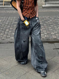 Black Jeans Women Vintage High Waisted Cargo Jeans Straight 2025 Summer Casual Loose Big Size Wide Leg Denim Baggy Pants Y2K