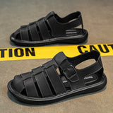 Summer New Men's Sandals High Quality Leather Roman Shoes Men Casual Beach Shoes Luxury Hollow Out Sandalias Male Big Size 38-48