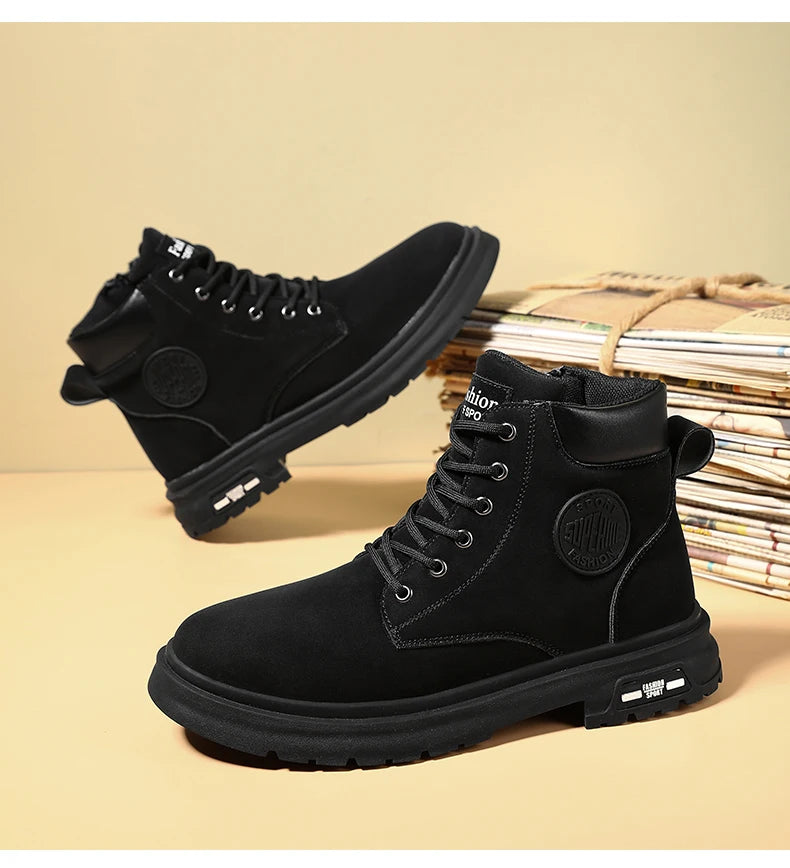 Ankle Boots Men Retro Work Shoes Autumn Winter Thick Bottom High Top Outdoor Boots Leather Waterproof High Quality Chelsea Boots