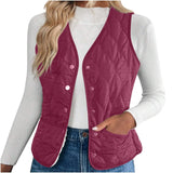 Women's Warm Vest Lightweight Slim Short Single-Breasted Cold-Proof Vests Winter Outdoor Sports Hiking Vests with Pockets