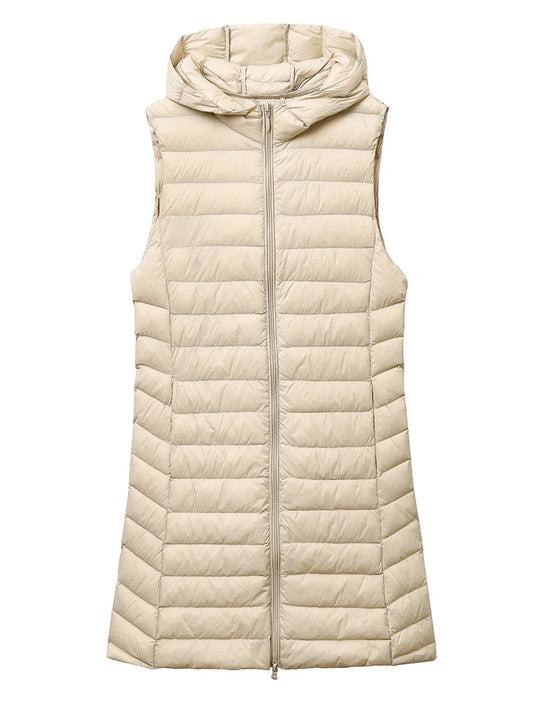 NewBang Women Sleeveless Long Waistcoat Autumn Winter Ultra Light Down Vest With Hooded Female Portable Duck Down Coat