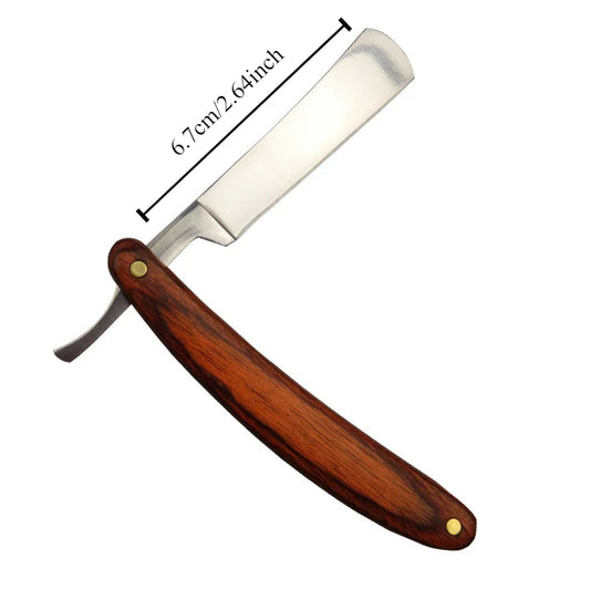 1Pc Vintage Big Size Straight Edge Barber Razor Folding Shaving Knife Wood Handle Hair Removal Tool