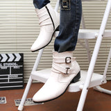 Hot Sale Luxury Chelsea Boots Men Pointed -toe Mens White Boots Black British Style High-heel Men Dress Boots Design Ankle Boot