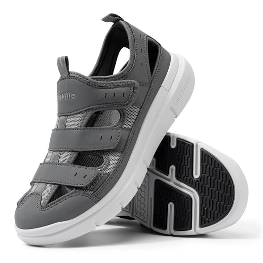 FitVille Summer Men's Wide Width Casual Diabetic Sandals, Lightweight Open Toe Sandals Built-in Arch Support, Effective Foot Pain Relief for Plantar Fasciitis, for Wide & Swollen Feet