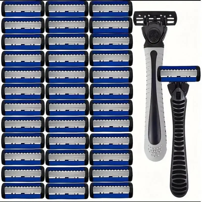 Safety Razor With 3/6/12/18/24/36Pcs 6 Layer Stainless Steel Shaving Cartridges For Men Women Hair Removal Shaving▪