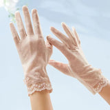 Sun Protection Lace Gloves Summer Touchscreen Breathable Non-Slip Driving Gloves Elegant Lace Design for Women Outdoor Shopping