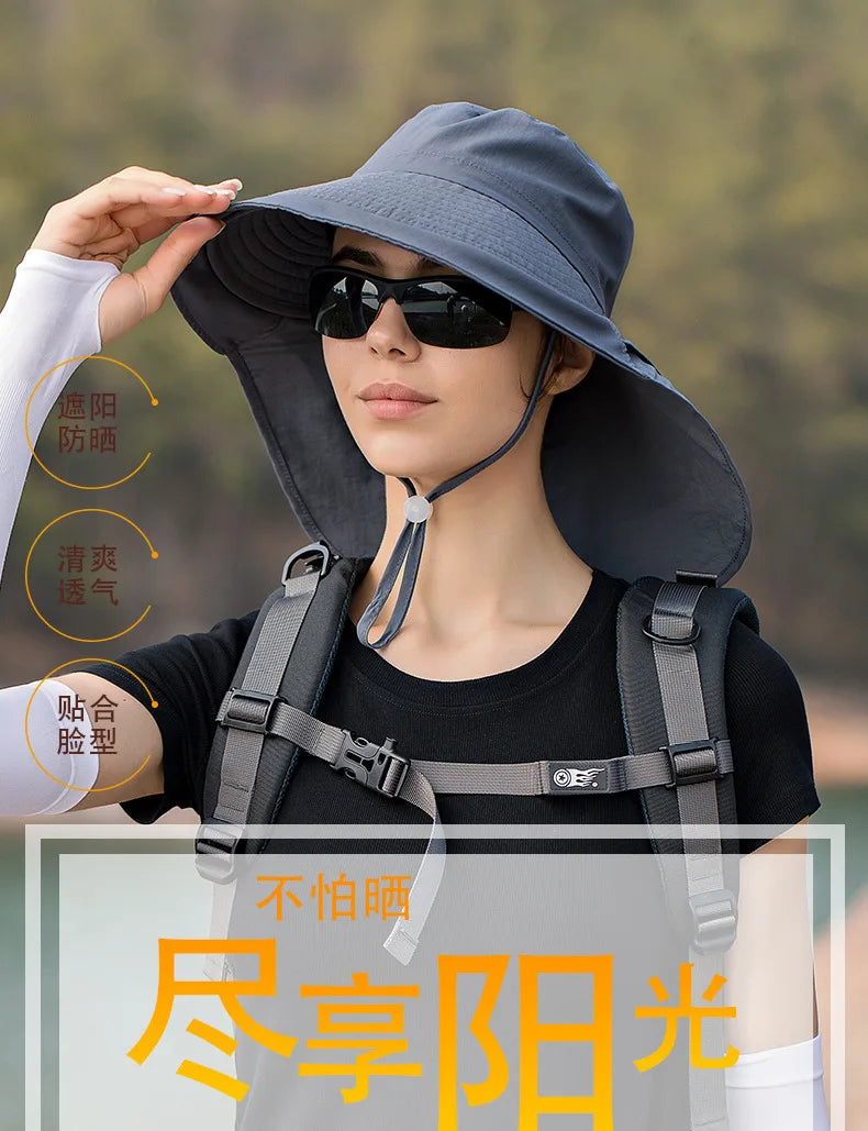 Designer Lightweight Ponytail Hole Visor Hats Summer Bucket Hats for Women Big Brim Outdoor Eye Protection Sunscreen Cap Sun Hat