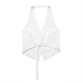 MUJER Off Shoulder Sleeveless Vest Women Black White Cropped Vest Woman Fashion Backless V Neck Short Coats Summer Waistcoat
