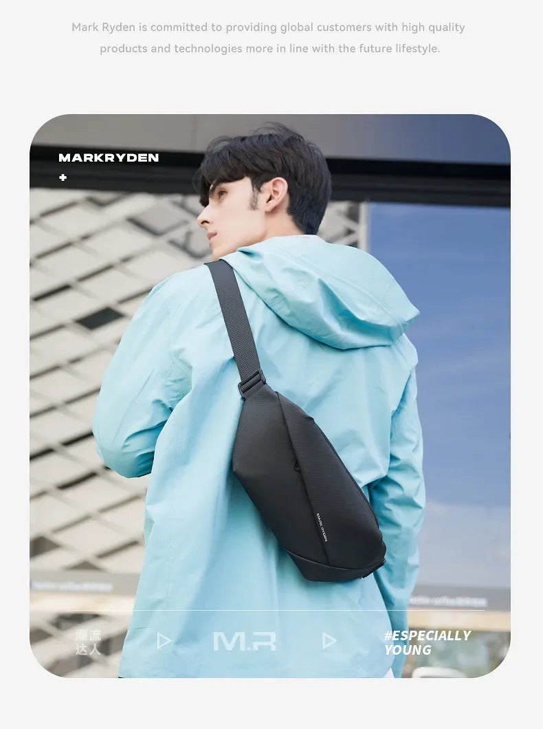 Mark Ryden Men's Handbag Man Belt Pouch Sports Casual Cycling Small Waist Pack Crossbody Bag Shoulder Bag Men's Crossbody Chest