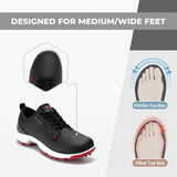 FitVille Men's Wide Toe Box Spiked Golf Shoes, Water‑Resistant Stable Anti‑Slip Outsole, Built‑In Arch Support Lightweight Comfort Golfing Sneakers