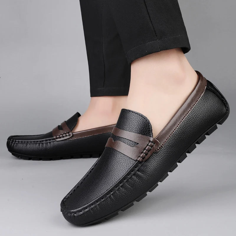 Luxury Brand Soft Sole Loafers Man Casual Shoe Flats Leather Shoes for Men Moccasin Business Dress Formal Soft Sole Low Shoes