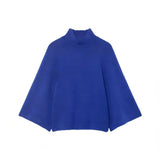 KONDALA Casual Chic Blue Knit Sweaters Women O Neck Half Sleeve Loose Short Pullovers Fashion 2026 Spring Elegant Y2K Girl Tops