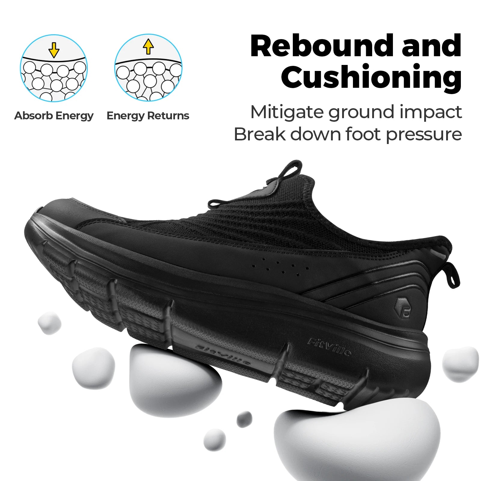 FitVille Men'S Extra Wide Hands-Free Slip-On Walking Sneakers, Lightweight Breathable Orthopedic Shoes With Arch Support, Foot Pain Relief For Swollen Feet