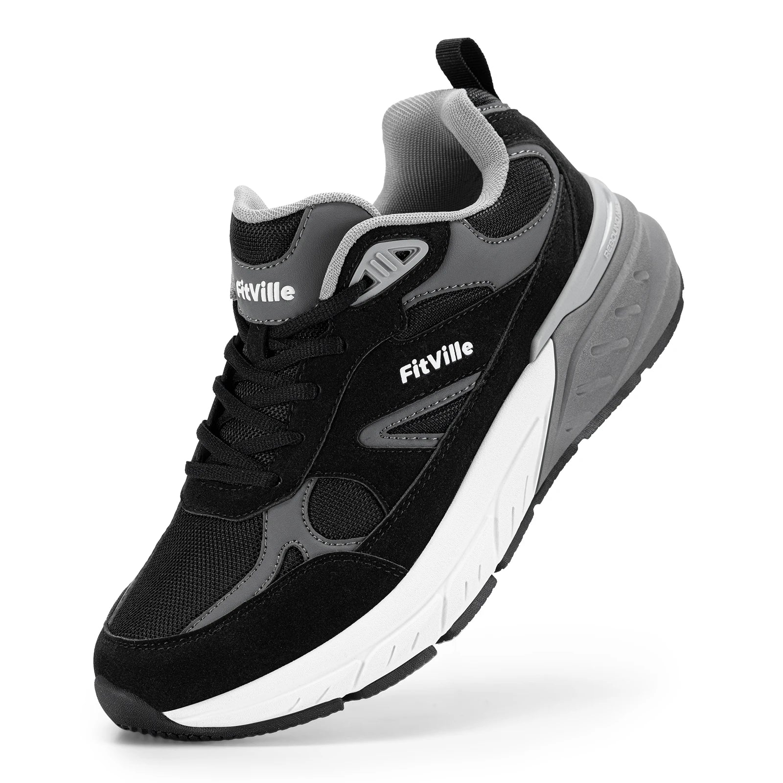 FitVille Newest Walking Shoes for Men Wide Width Sneakers with Arch Support for Flat Feet Heel Pain Relief Plantar Fasciitis