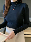 2026 New Autumn Winter Knitted Ribbed Jumper Tops Women Turtleneck Pullovers Sweaters Long Sleeve Korean Slim-fit Female Sweater