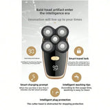 Five-Knife-Headed Bald Artifact, Full-Body Water-Washed Electric Razor, Self-Scraping To Remove Hand Residues, Quick Shaving Without Stubble, For Men