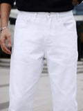 SGIAWETA-Manfinity Homme Men Cotton Solid Straight Leg Jeans Long Washed Light Jean Cargo Plain All White Work Basic Husband Going Out Office Party Vacation Urban-birthdaygift
