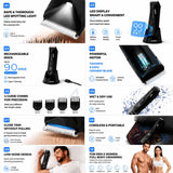 Electric Body Hair Trimmer,Groin Trimmer Ceramic Blade, Waterproof Wet/Dry Groomer, USB Recharge Dock, Men’s Wireless Ball Shaver,LED Display