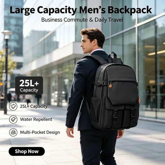 Large Capacity Men's Business Backpack, Waterproof Wear-resistant Fabric, Multi-layer Separate Storage Compartments,Breathable Pressure-reducing Shoulder Straps, Perfect for Daily Commuting and Short Business Trips, Multifunc