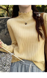 2026 Ruched Turtleneck Women Sweaters Autumn Winter Warm Pullover Slim Tops Knitted Sweater Jumper Soft Pull Female