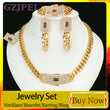 GZJPEI 4 Pcs/set 2026 Fashion Jewelry Set Cuba Chain Necklace Earring Bracelet Square Ring Luxury Zircon Jewelry For Women Gifts