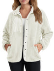 TACVASEN Fuzzy Button Down Sherpa Fleece Jacket Women's Winter Warm Coat Casual Outwear Jacket with Pockets Streetwear Outwear