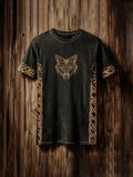 New Retro-style Outdoor Street Men's Loose Short-sleeved Casual Shirt With Tribal Ethnic Symbol Print Men's Fashionable T-shirt